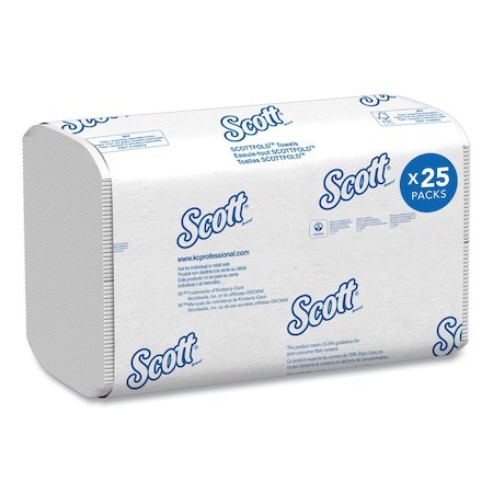 Scott Pro Scottfold Multifold Paper Towels, 1 Ply, 175 Sheets, 181 ft, White 01960